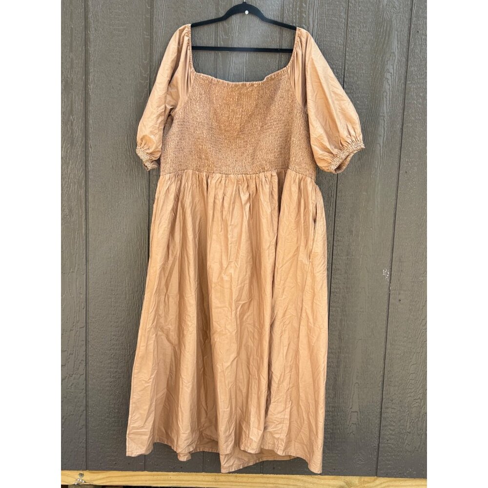 Women's Old Navy Fit & Flare Cotton-Poplin Smocked Dress 4X Off Shoulder NWT - Picture 10 of 13